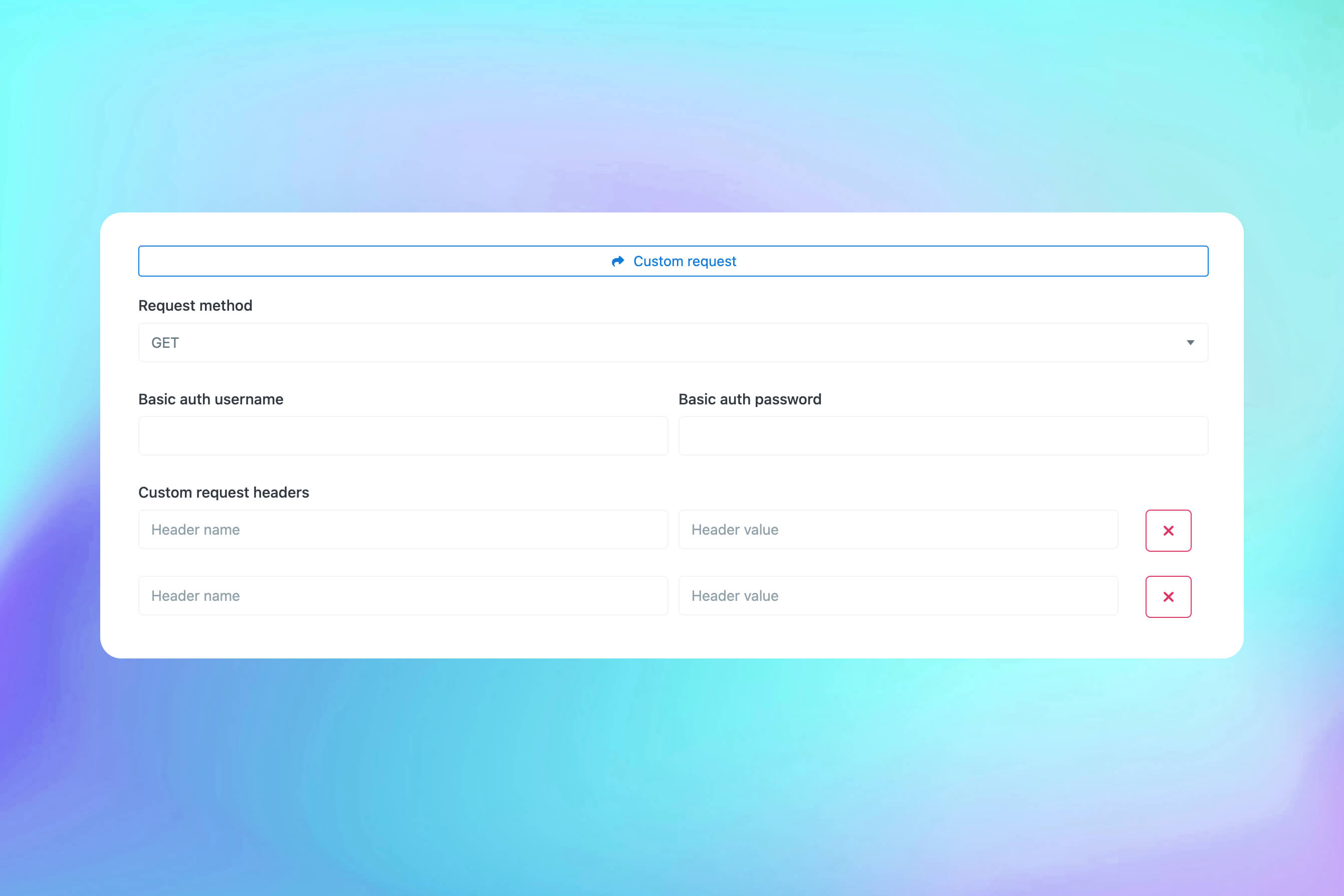 Screenshot benutzerdefinierter HTTP-Requests